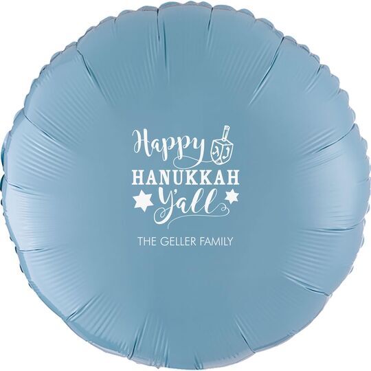 Happy Hanukkah Y'all Mylar Balloons